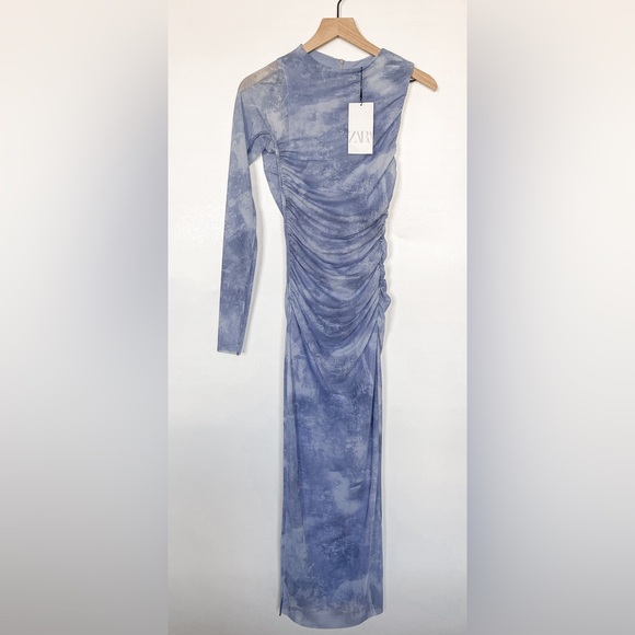 ZARA ASYMMETRIC TULLE DRESS BLUES | 3067/274 267/015 - Picture 2 of 8